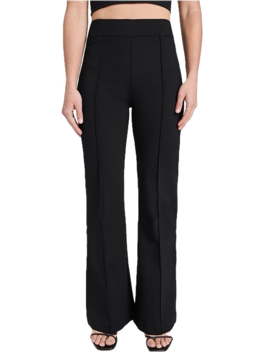 SPANX Petite Perfect Pull On Pant High Rise Flare Medium Black Stretch EUC